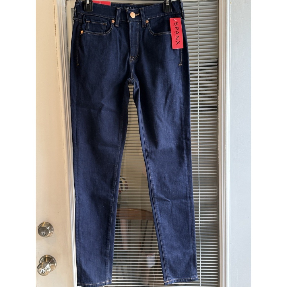 SPANX 5 Pocket Ankle Skinny Jeans Women's Sz 25 NWT Midnight Rinse Dark Wash
